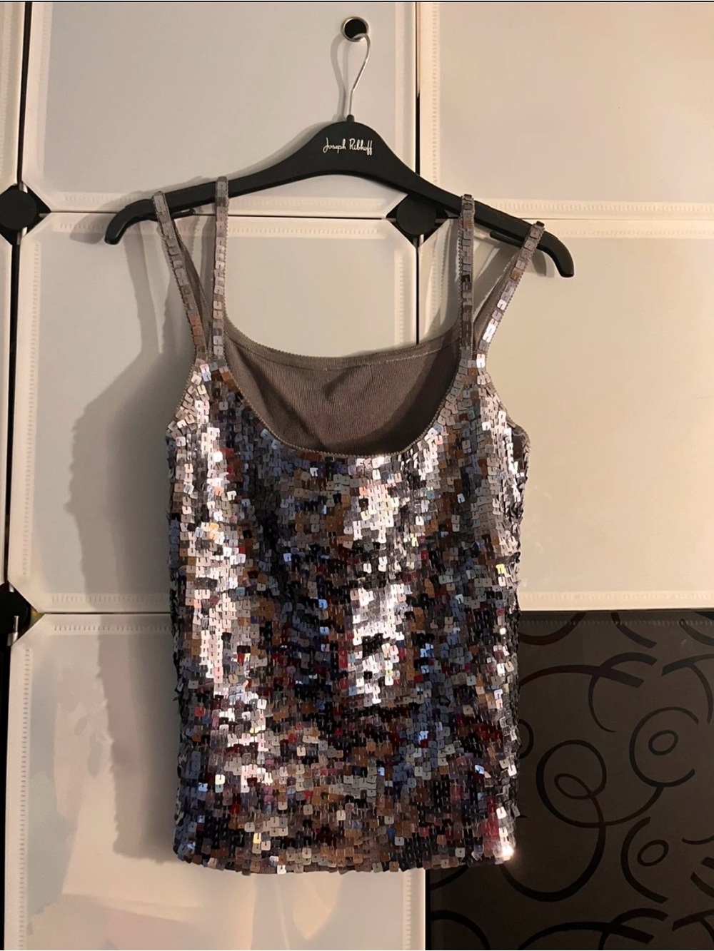 Sequin Tank Top in Silver